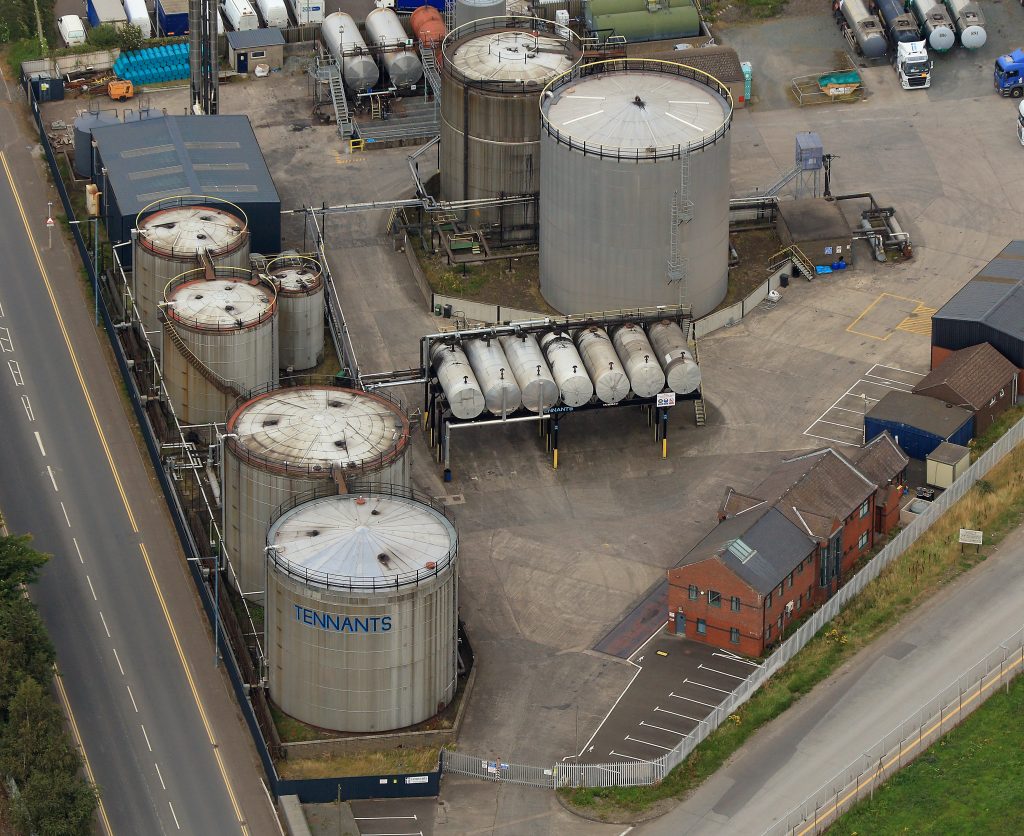 ariel view of Tennants Bitumen in Belfast
