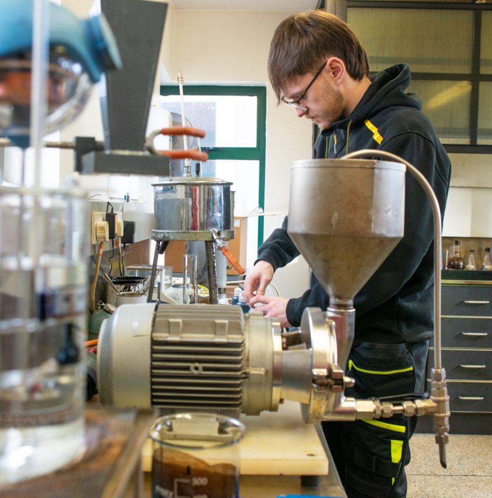 Apprentice in the lab at Tennants bitumen Belfast
